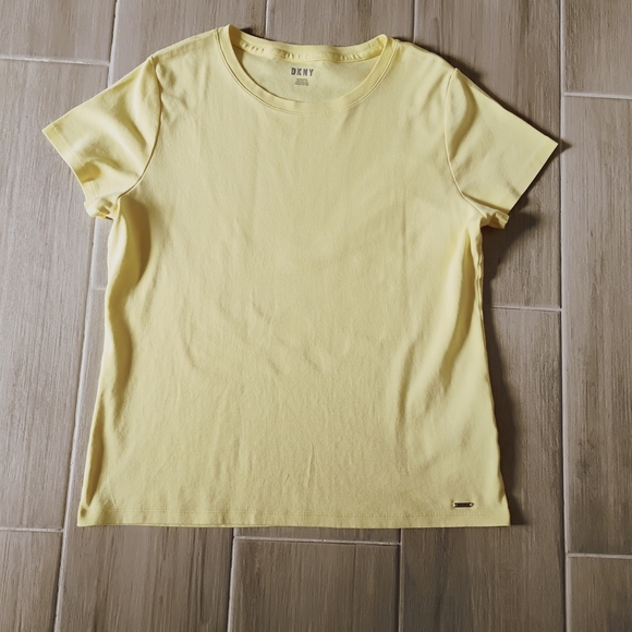 DKNY Women's Butter Yellow Short Sleeve Top XL - Picture 3 of 6